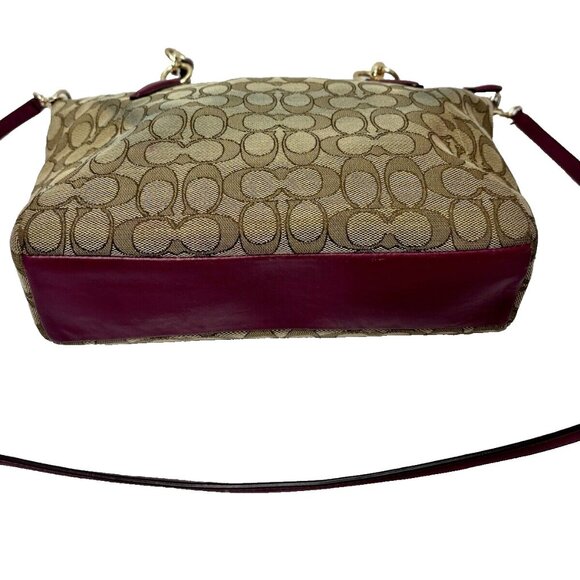 COACH "Kelsey" Handbag Purse Khaki/Dahlia #F36625,As Is staining /discolouration - Picture 12 of 16